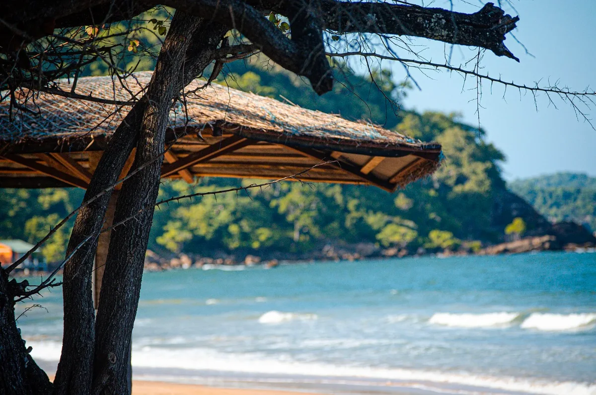 Open sandy shore and sea at Arugam Bay on Sri Lanka's east coast